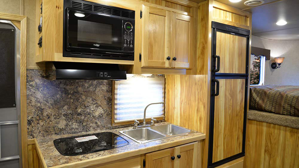 Kitchen Area in C8X15BB Charger Edition Horse Trailer | Lakota Trailers