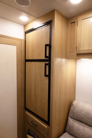 Refrigerator in Living Quarters in ACX9 Colt Edition Horse Trailer | Lakota Trailers