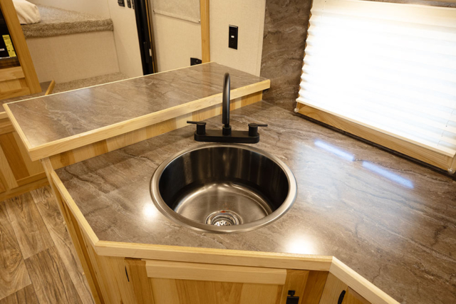 Sink in Kitchen in C8X14CE Charger Edition Horse Trailer | Lakota Trailers