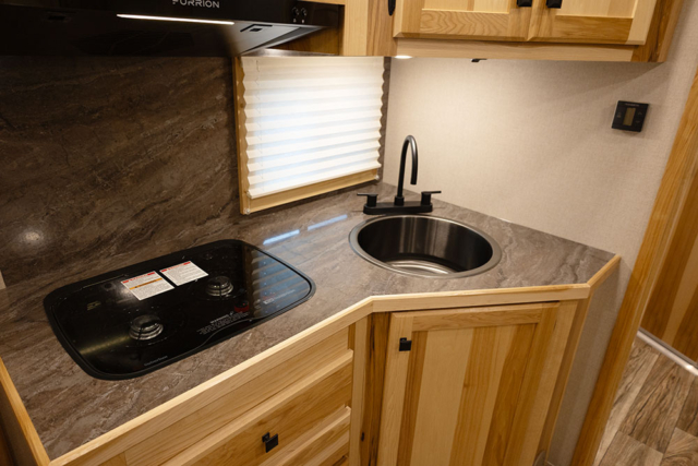 Kitchen Area in LE8X11RK Charger Edition Livestock Trailer | Lakota Trailers