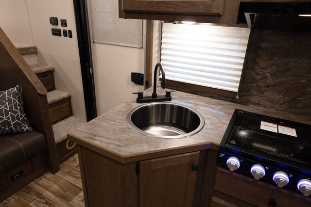 Sink in Kitchen in C8X13SR Charger Edition Horse Trailer | Lakota Trailers