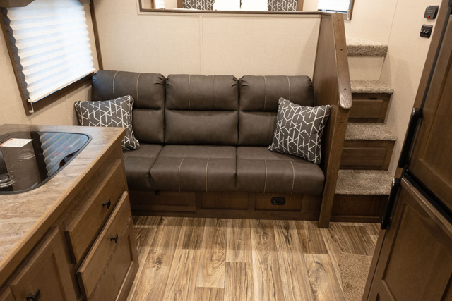 Sofa in C8X9DR Charger Edition Horse Trailer | Lakota Trailers