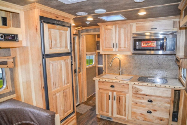 Kitchen Area in BH8X16CL in Bighorn Edition Horse Trailer | Lakota Trailers