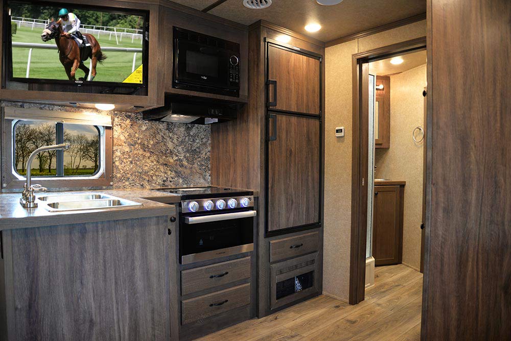 Kitchen Area in C8X14SR Charger Edition Horse Trailer | Lakota Trailers