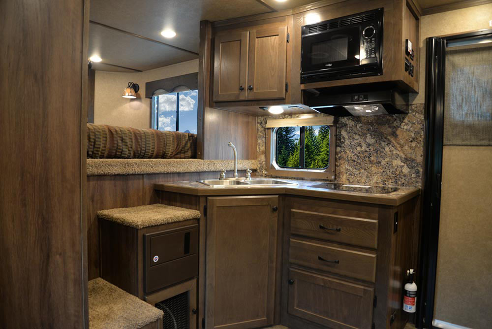 Kitchen Area in LE8X11FK Charger Edition Livestock Trailer | Lakota Trailers