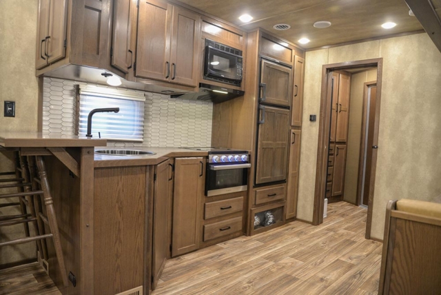Kitchen Area in IN8X18CE Infinity Edition Horse Trailer | Lakota Trailers