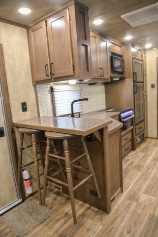 Bar in Living Quarters in IN8X18CE Infinity Edition Horse Trailer | Lakota Trailers