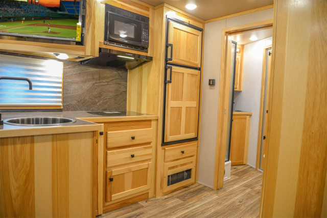 Kitchen Area in C8X14SR Charger Edition Horse Trailers | Lakota Trailers