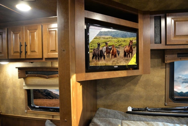 TV in Gooseneck of BH8X11SR Bighorn Edition Horse Trailer | Lakota Trailers