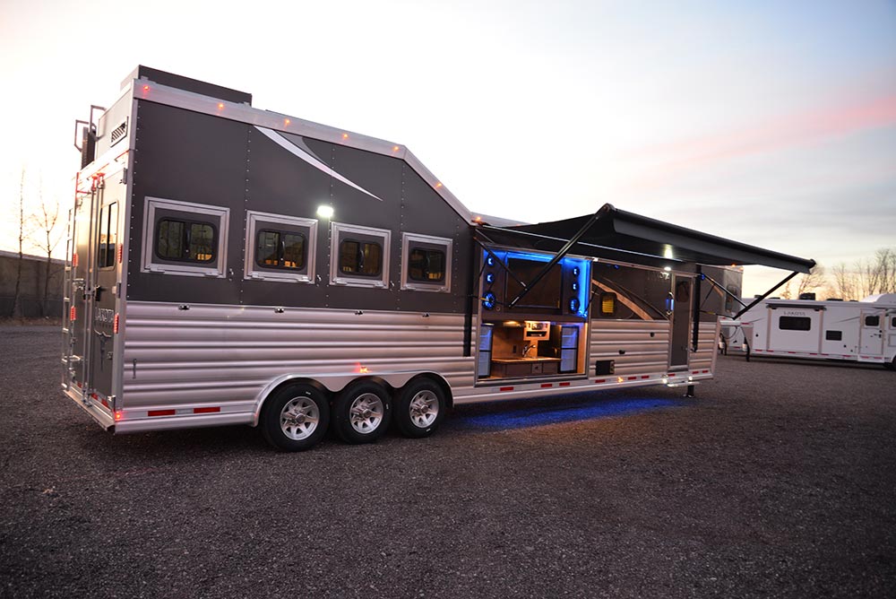 Outdoor Kitchen and Lights in BH8X19SROK Bighorn Edition Horse Trailer | Lakota Trailers