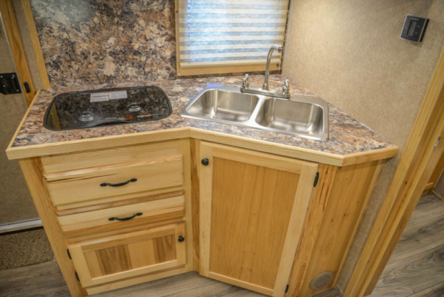 Kitchen Area in CTH8X11 Charger Edition Toy Hauler | Lakota Trailers