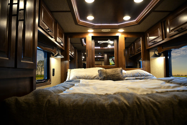 Bed in Gooseneck of a BH8X13RK Bighorn Edition Horse Trailer | Lakota Trailers