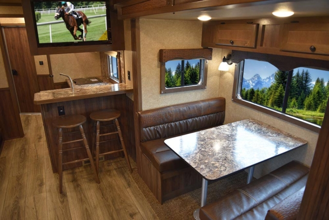 Dinette in LE8X15RKB Charger Edition Livestock Trailer | Lakota Trailers