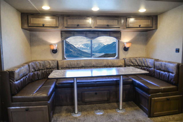 U Shaped Dinette in C8X17SRB Charger Edition Horse Trailer | Lakota Trailers