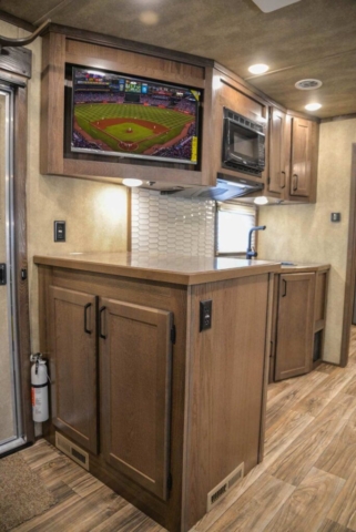 TV in Living Quarters in IN8X15SRB Infinity Edition Horse Trailer | Lakota Trailers