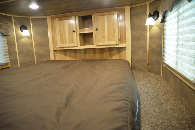 Bed in Gooseneck in CTH8X14CE Charger Edition Toy Hauler | Lakota Trailers