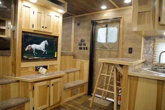Center Entertainment and Bar in Living Quarters in CTH8X14CE Charger Edition Toy Hauler | Lakota Trailers