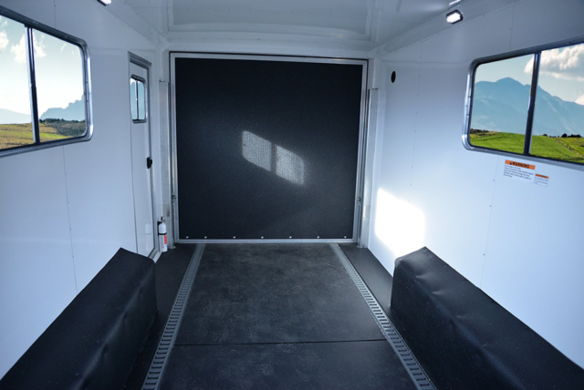 Full Height Rear Ramp with Cable Assist (Option) in Cargo Area in CTH8X14CE Charger Edition Toy Hauler | Lakota Trailers