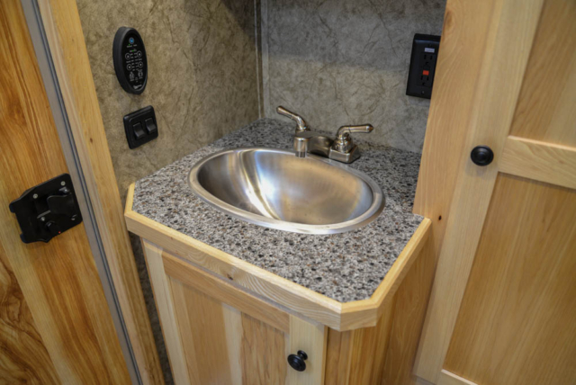 Sink in Bathroom in LEX12 Charger Edition Livestock Trailer | Lakota Trailers