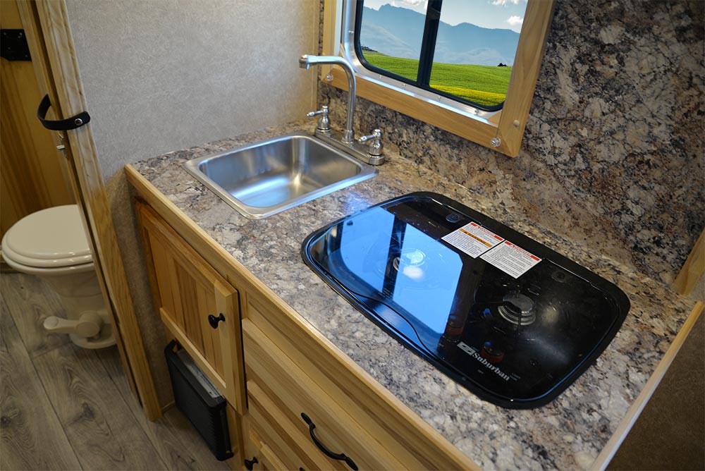 Kitchen Area in CX9SR Charger Edition Horse Trailer | Lakota Trailers