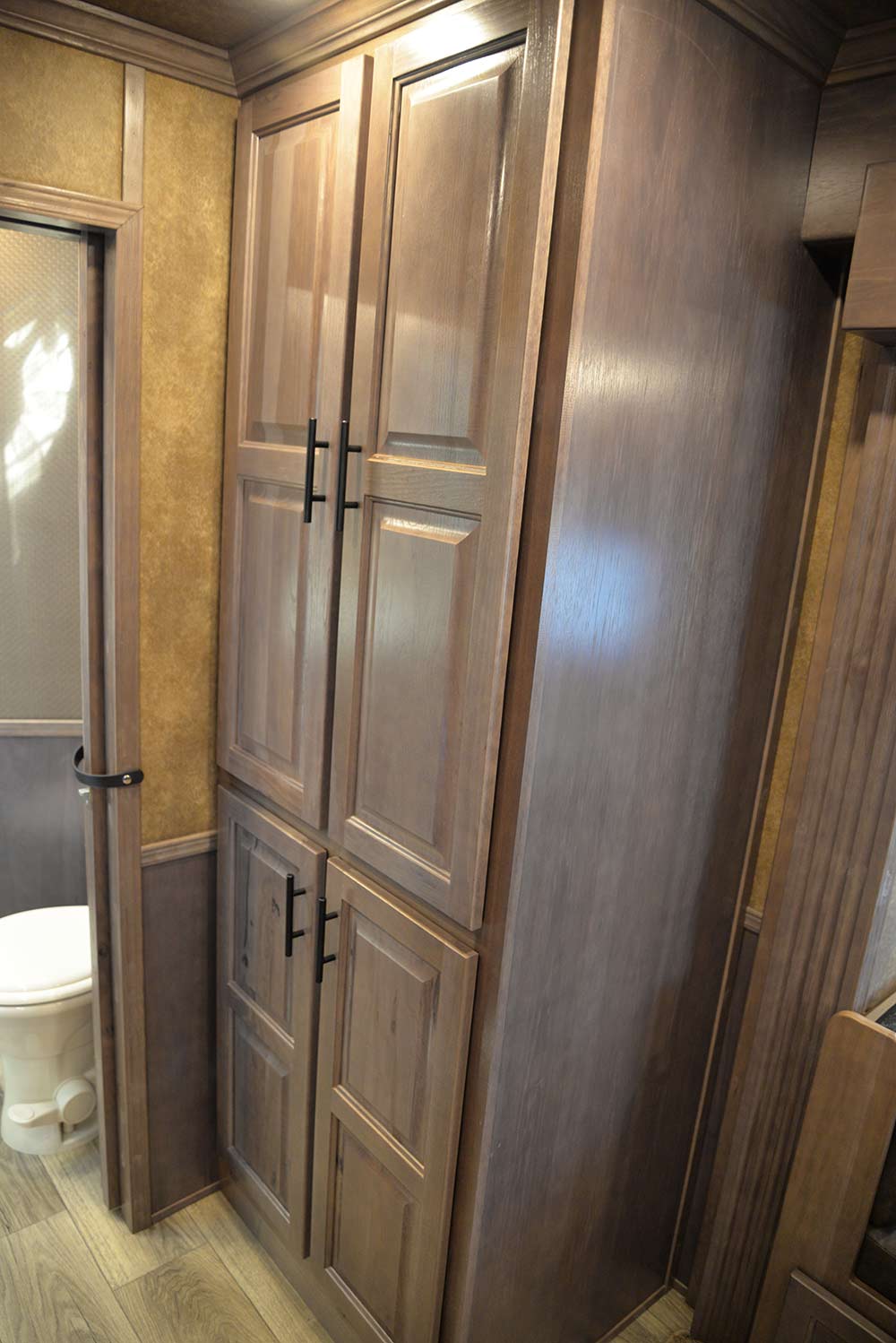 Cabinets in Living Quarters in BH8X14SR Bighorn Edition Horse Trailer | Lakota Trailers