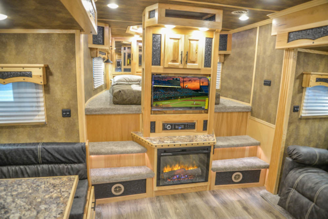 Center Entertainment in Living Quarters in BH8X17CE2S Bighorn Edition Horse Trailer | Lakota Trailers