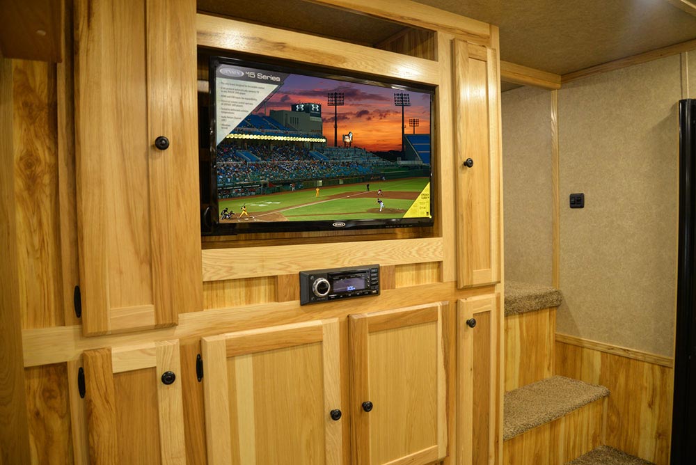 Center Entertainment System in a C8X17EH Charger Edition Horse Trailer| Lakota Trailers