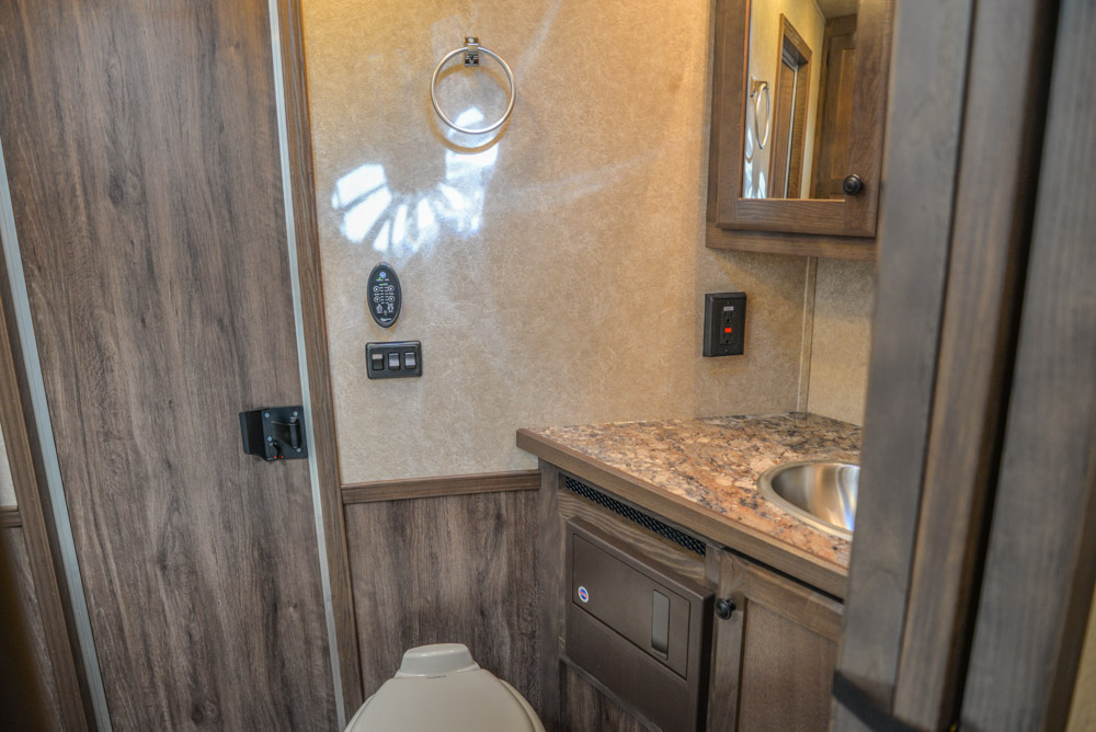 Bathroom in C8X14CE Charger Edition Horse Trailer | Lakota Trailers