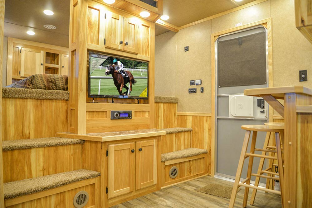 Entertainment Center in C8X18CE Charger Edition Horse Trailer | Lakota Trailers