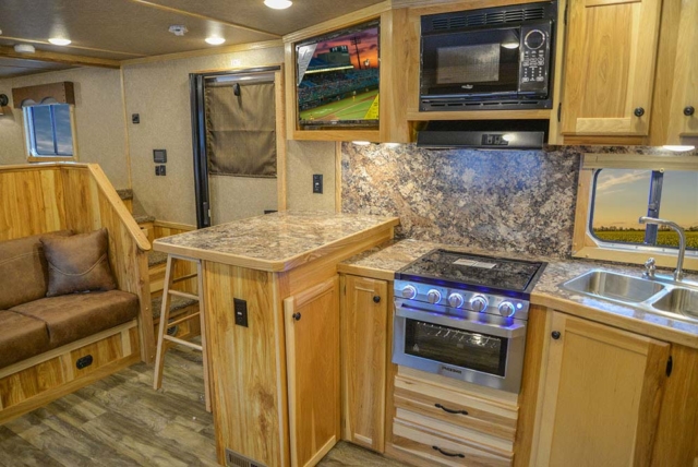 Kitchen Area in C8X15SRB9S Charger Edition Horse Trailer | Lakota Trailers
