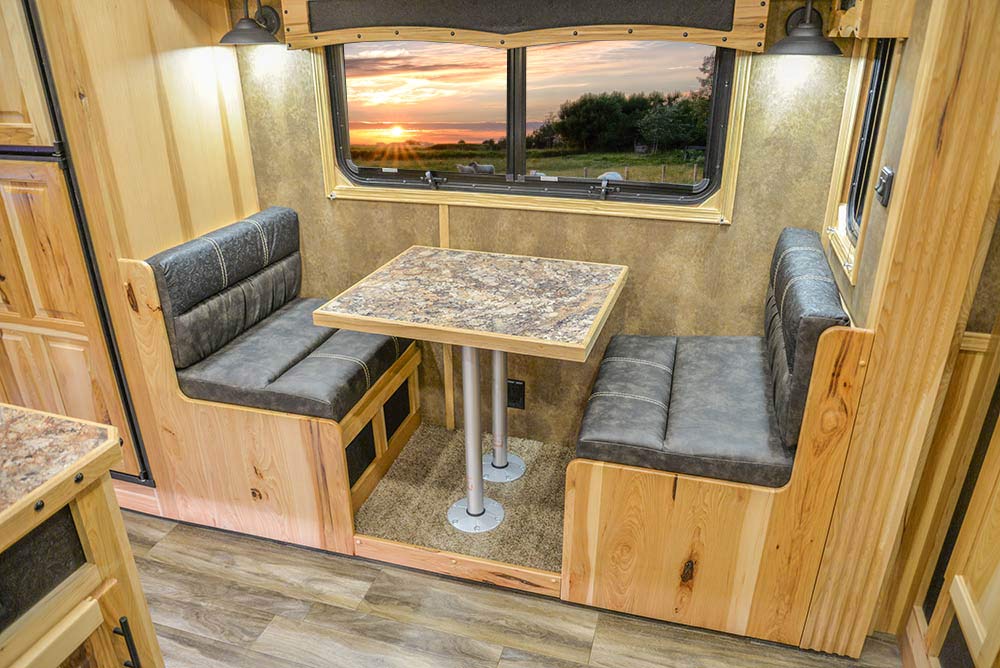 Dinette in Slide-Out of BH8X192SI Bighorn Edition Horse Trailer | Lakota Trailers
