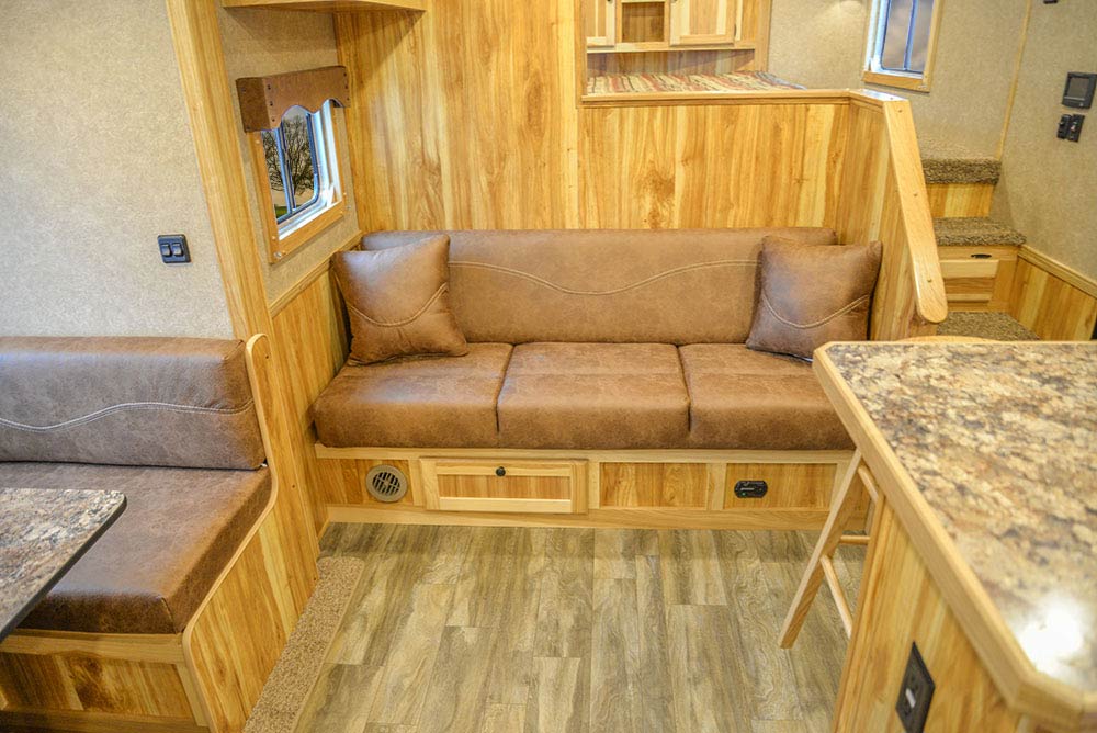 Sofa in C8X15SRB9S Charger Edition Horse Trailer | Lakota Trailers