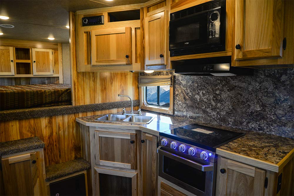 Kitchen Area in C8X16BB Charger Edition Horse Trailer | Lakota Trailers