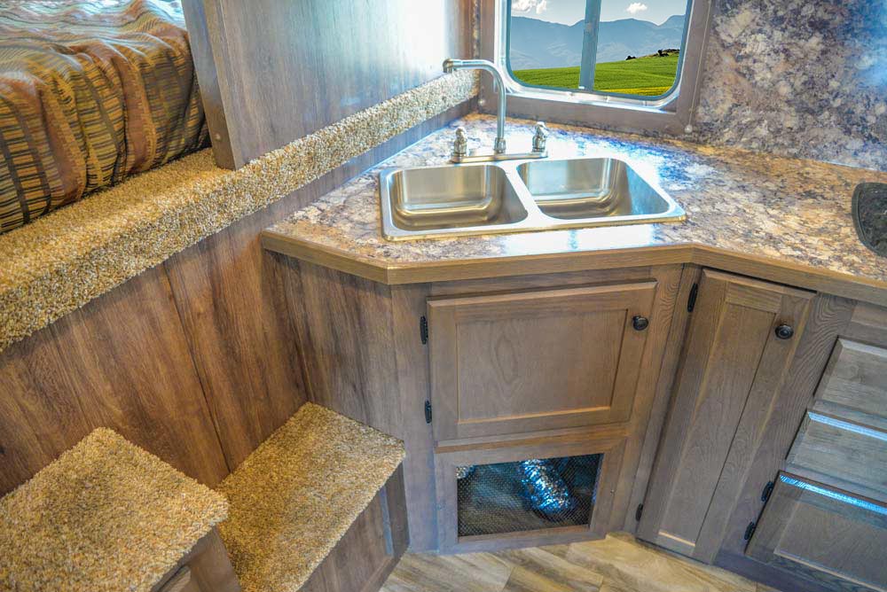Kitchen Area in LE8X16BB Charger Edition Livestock Trailer | Lakota Trailers