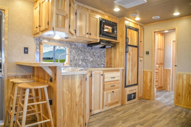 Kitchen Area in C8X18CE Charger Edition Horse Trailer | Lakota Trailers