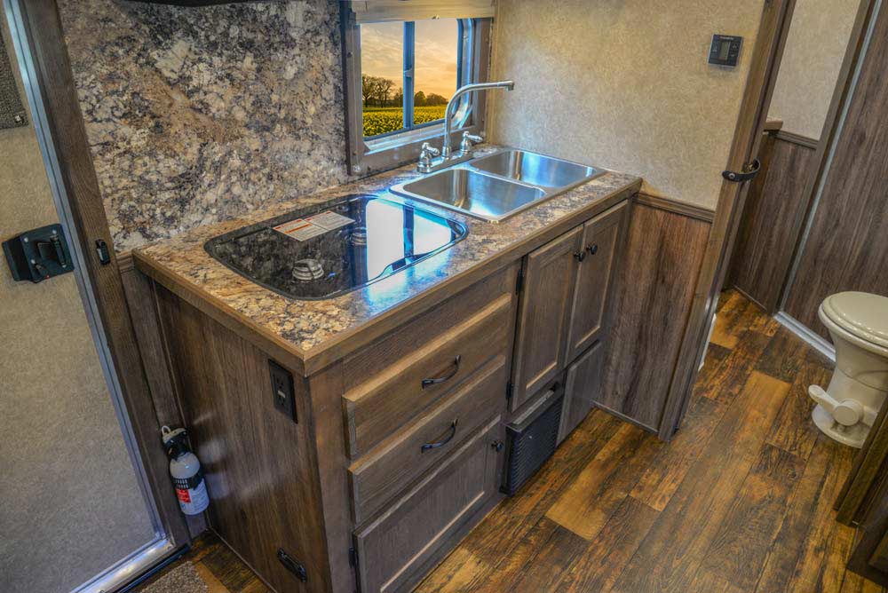 Kitchen Area in CX11 Charger Edition Horse Trailer | Lakota Trailers