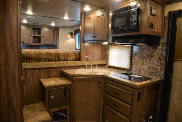Kitchen Area in C8X11 Charger Edition Horse Trailer | Lakota Trailers