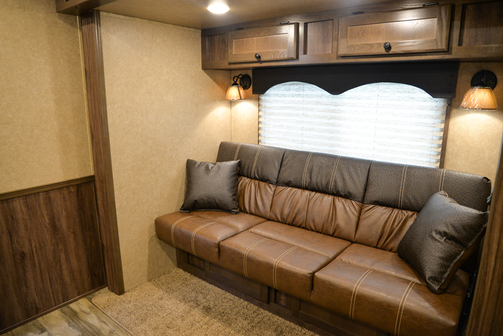 Sofa in a C8X11 Charger Edition Horse Trailer | Lakota Trailers