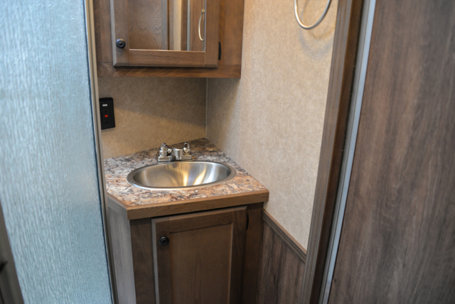 Bathroom in a C8X11 Charger Edition Horse Trailer | Lakota Trailers