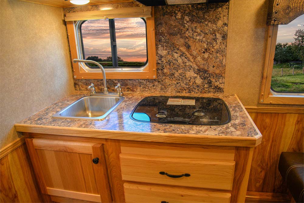 Kitchen Area in C8X9SR Charger Edition Horse Trailer | Lakota Trailers