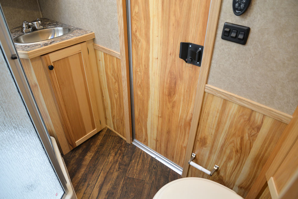 Bathroom in a C8X9 Charger Edition Horse Trailer | Lakota Trailers