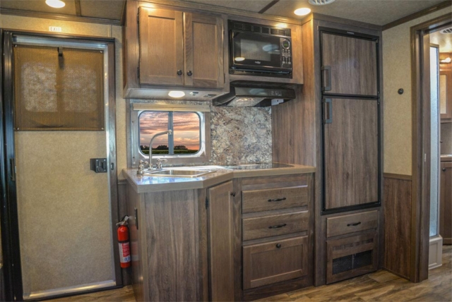 Kitchen Area in C8X13SR Charger Edition Horse Trailer | Lakota Trailers